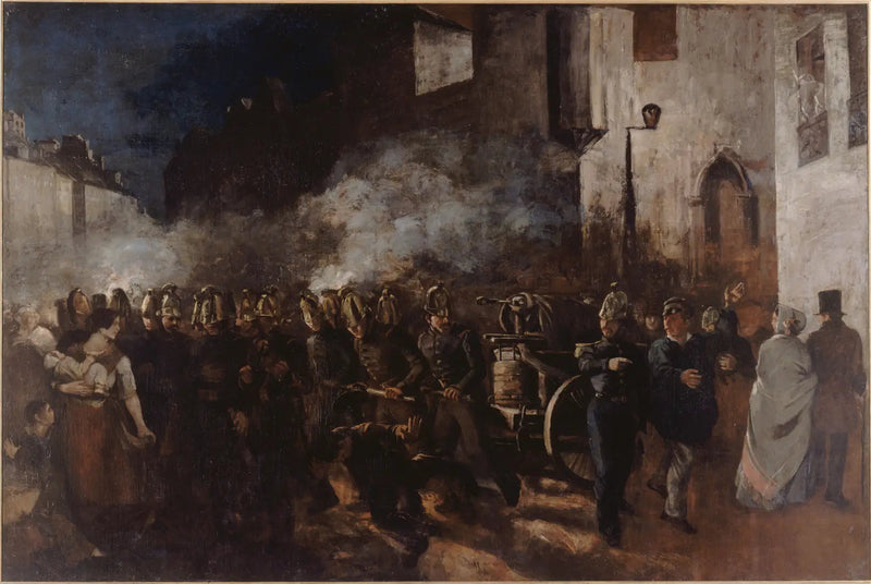 Brandmænd i aktion ved en brand - Gustave Courbet