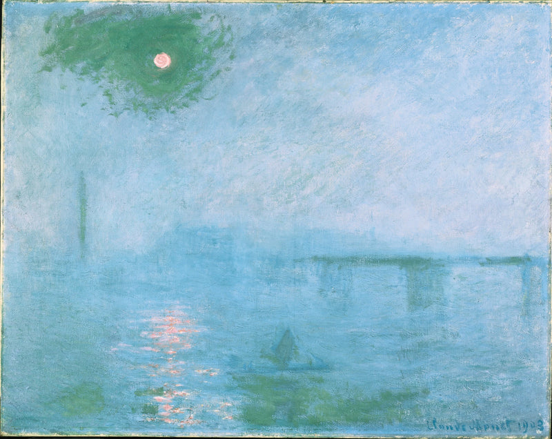 Charing Cross Bridge, tåge på Themsen W1554 - Claude Monet