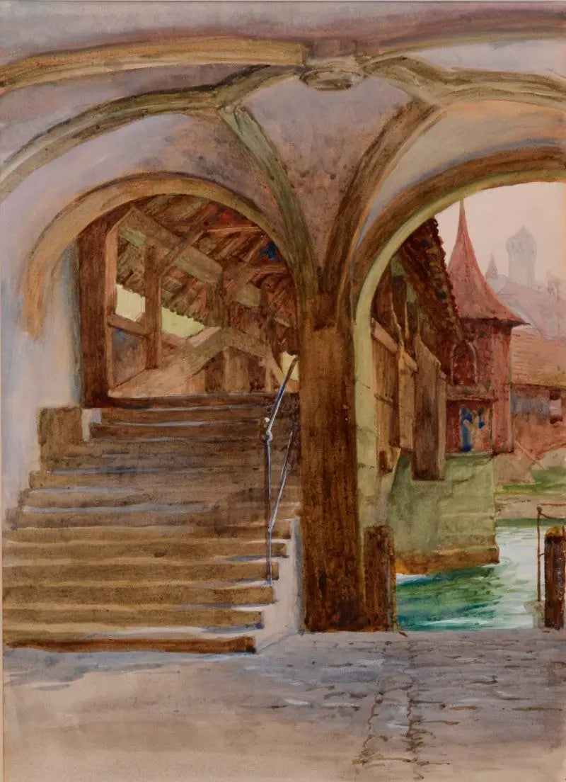 Pont de la Chapelle ved Quatre-Cantons-søen - Frank Bernard Dicksee