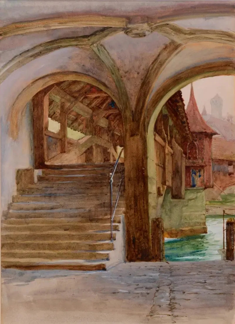 Pont de la Chapelle ved Quatre-Cantons-søen - Frank Bernard Dicksee