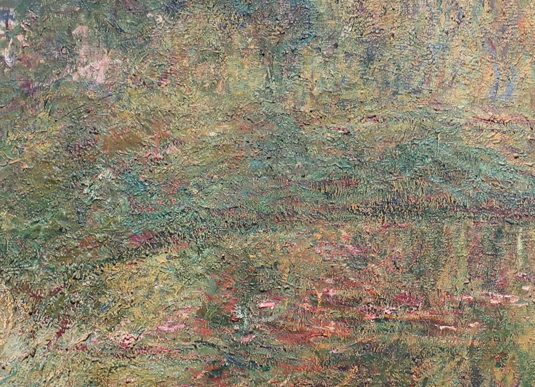 Détail de la passerelle et de la matière dans Le Pont japonais W1911 de Claude Monet