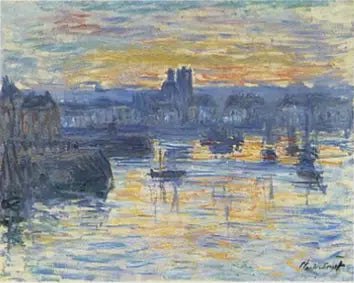 Dieppe havn om aftenen - Claude Monet