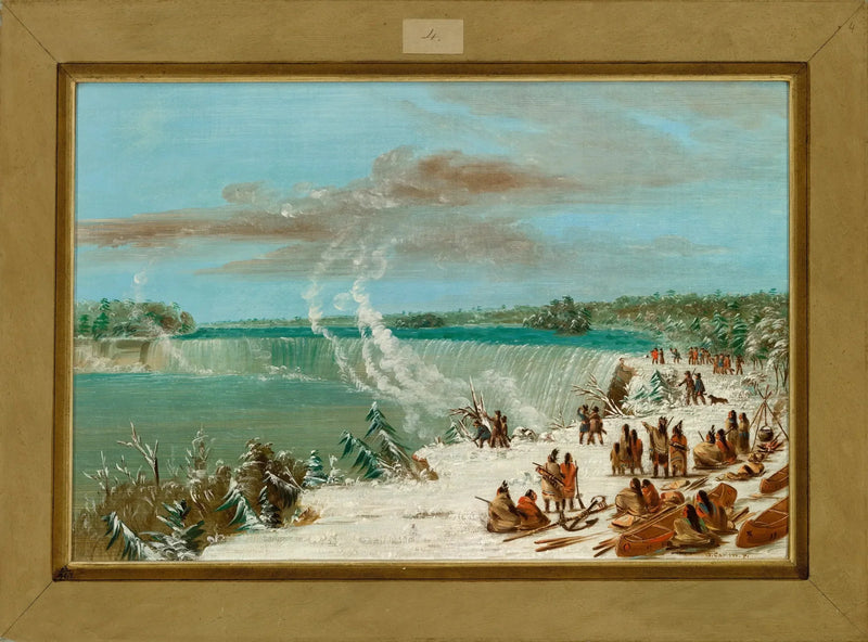 Portage omkring Niagara-fallene ved Table Rock - George Catlin