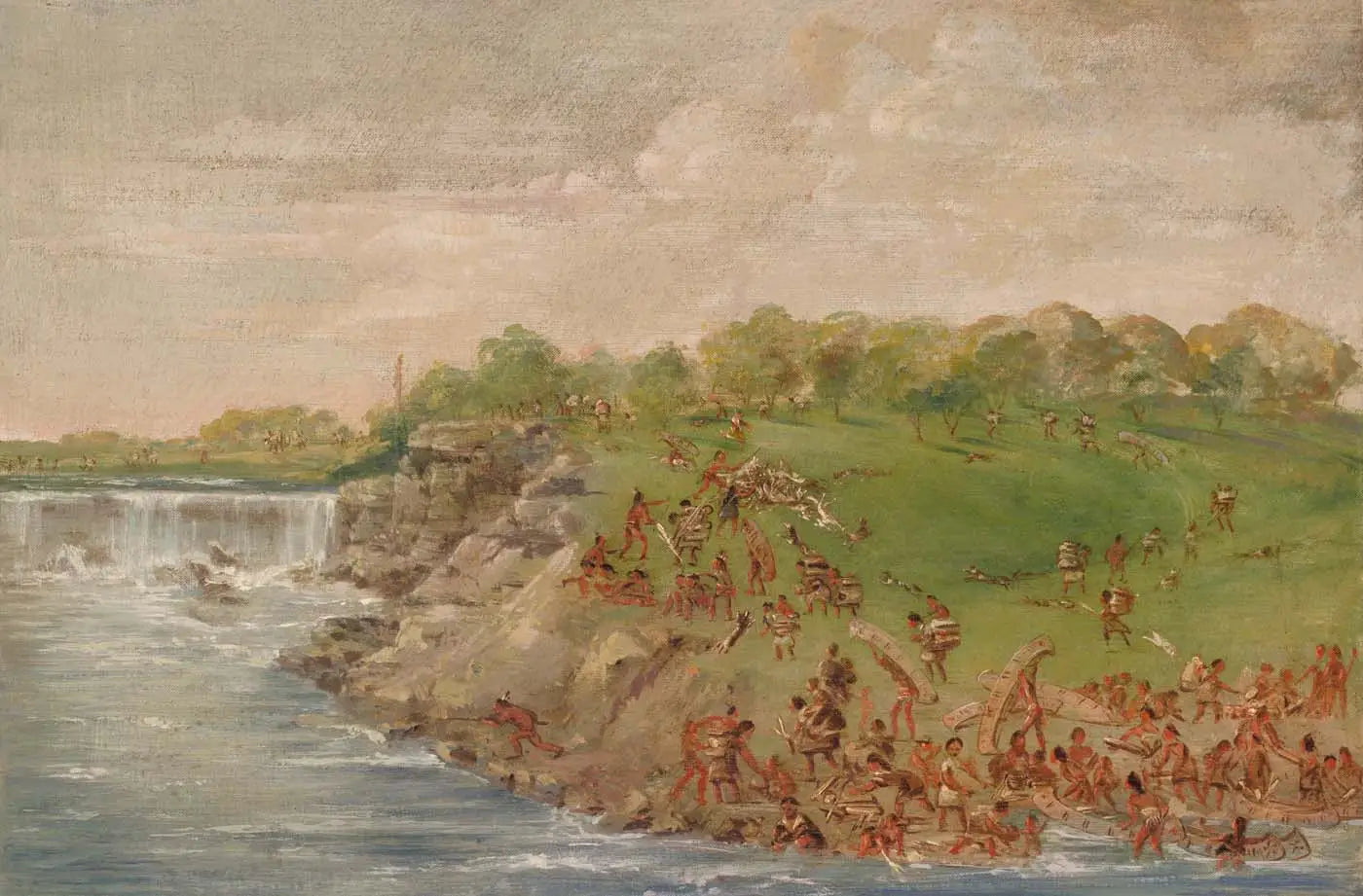 Portage ojibwé autour des chutes de Saint-Antoine - George Catlin - Alpha Reproduction