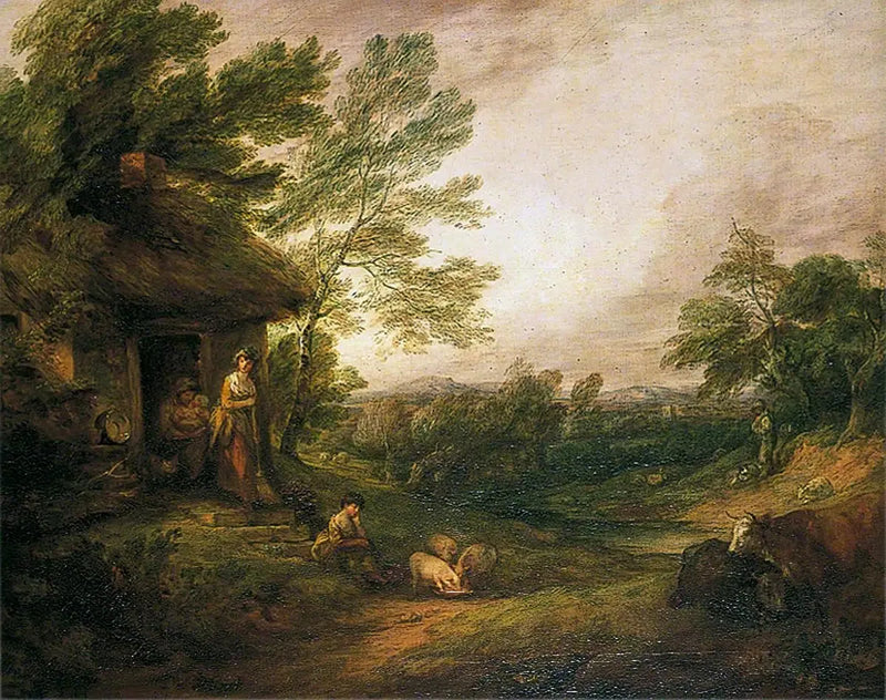 Chaletdør med pige og grise - Thomas Gainsborough