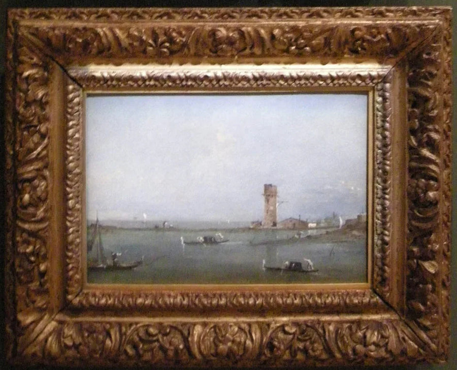 Venedigs Porte (Udsigt over den venetianske lagune med Marghera-tårnet) - Francesco Guardi