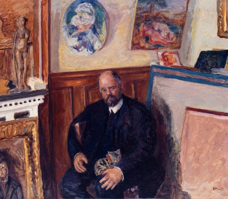 Portræt af Ambroise Vollard med kat - Pierre Bonnard