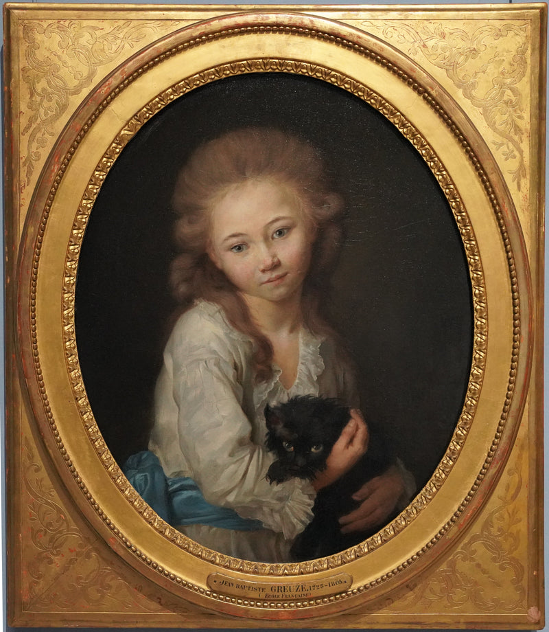 Portræt af Esprit de Baculard d'Arnaud med en kat - Jean-Baptiste Greuze