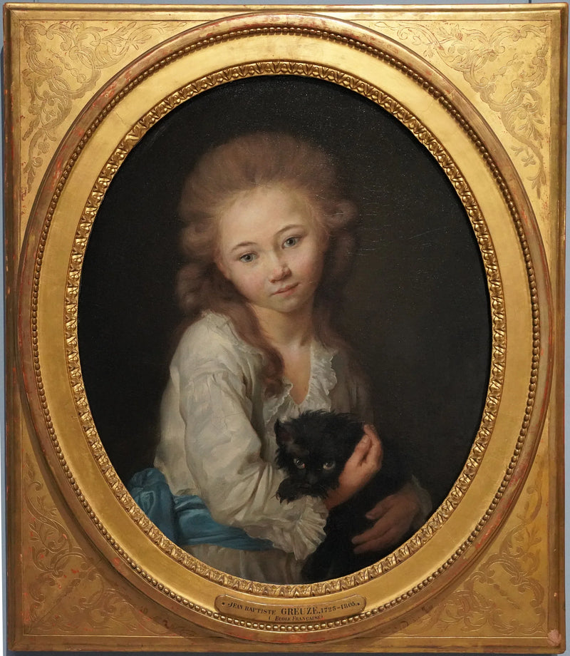 Portræt af Esprit de Baculard d'Arnaud med en kat - Jean-Baptiste Greuze