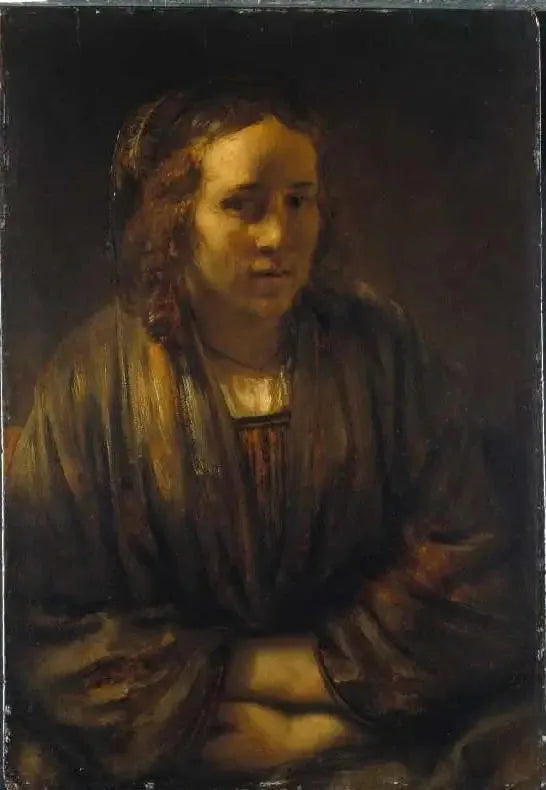 Portræt af Hendrickje Stoffels i silkeindpakning - Rembrandt