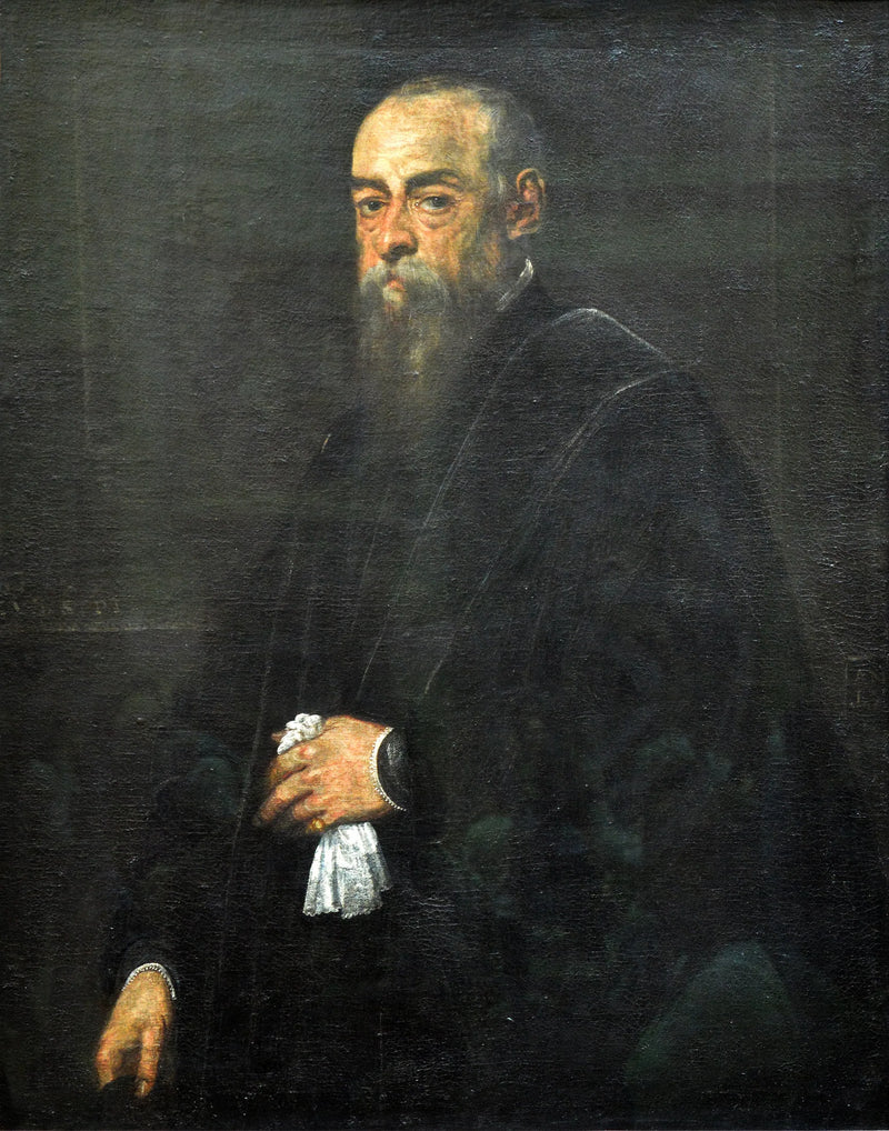 Portræt af en ældre mand, der holder et lommetørklæde - Jacopo Tintoretto