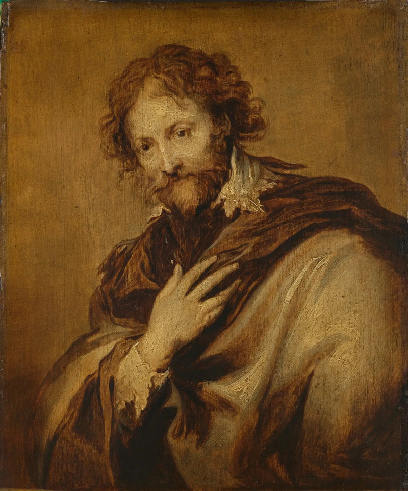 Portræt af en mand, identificeret som Pierre Paul Rubens (1577-1640). Maler og diplomat. - Antoine van Dyck
