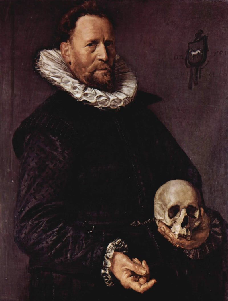 Portrait af en mand, der holder en kranie - Frans Hals