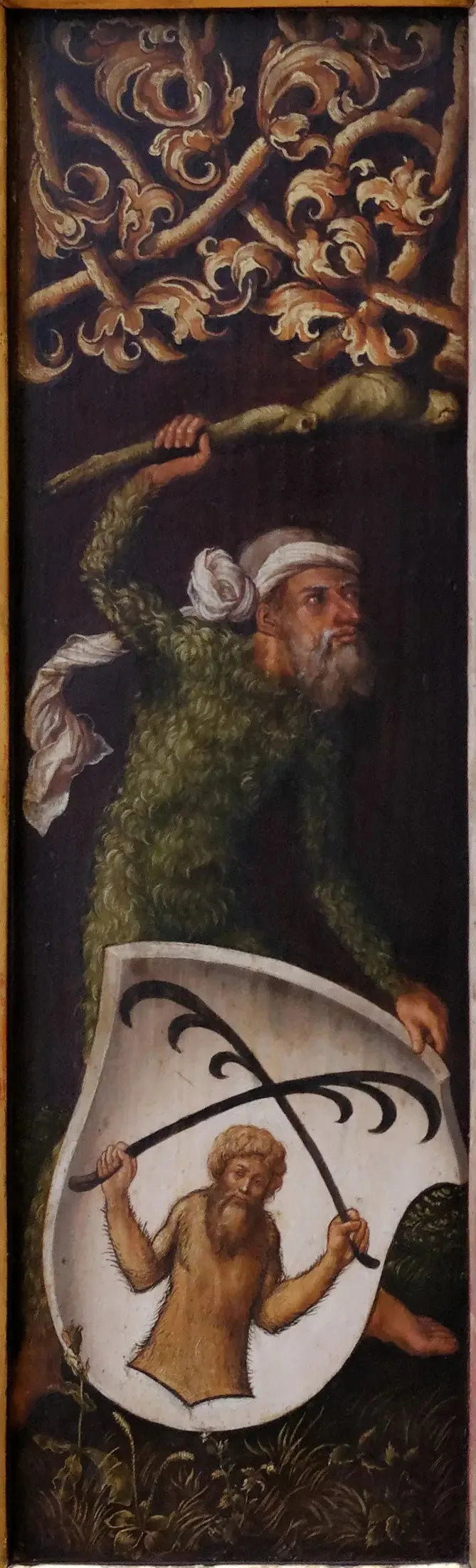 Portrait af Oswolt Krel: « Mennesker fra skoven » med de heraldiske skjolde af Oswolt Krel - Albrecht Dürer