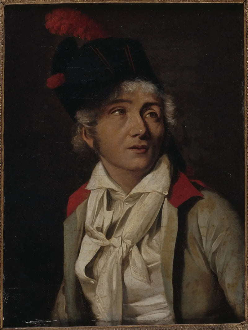 Portræt af en skuespiller, i hvid jakke med rød krave - Louis-Léopold Boilly