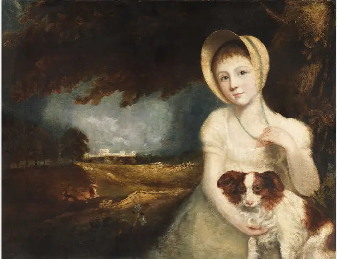 Portræt af et barn med en hund - John Constable