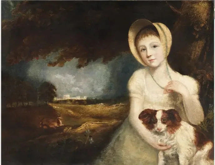 Portræt af et barn med en hund - John Constable