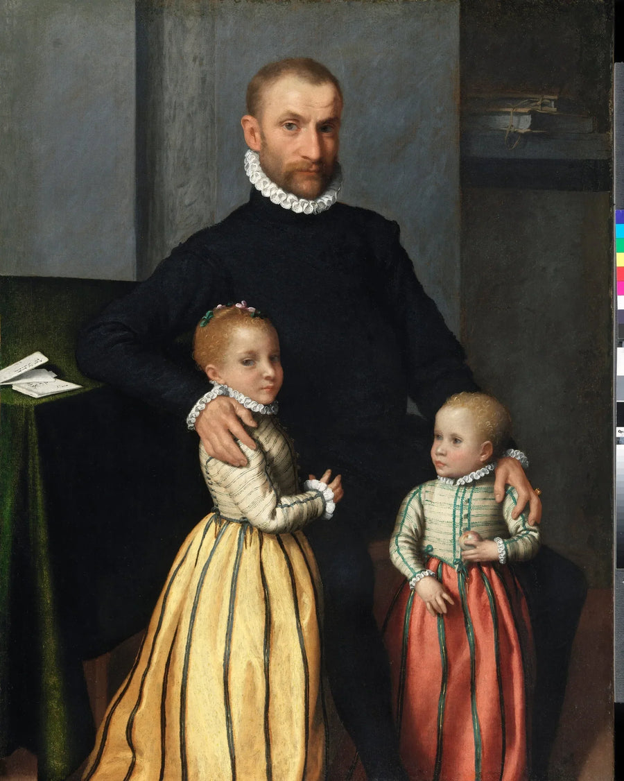 Portræt af en gentleman og hans to børn - Giovanni Battista Moroni