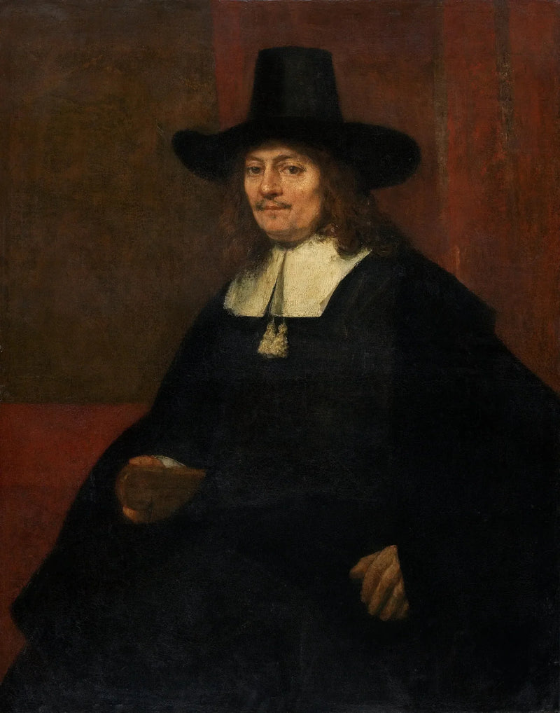 Portræt af en mand med høj hat - Rembrandt
