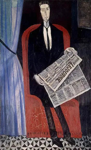 Portrait d'un homme au journal (Chevalier X) - André Derain image 1 copie peinte à la main à l’huile