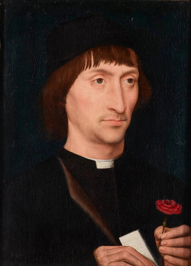 Portræt af en mand med en rose - Hans Memling