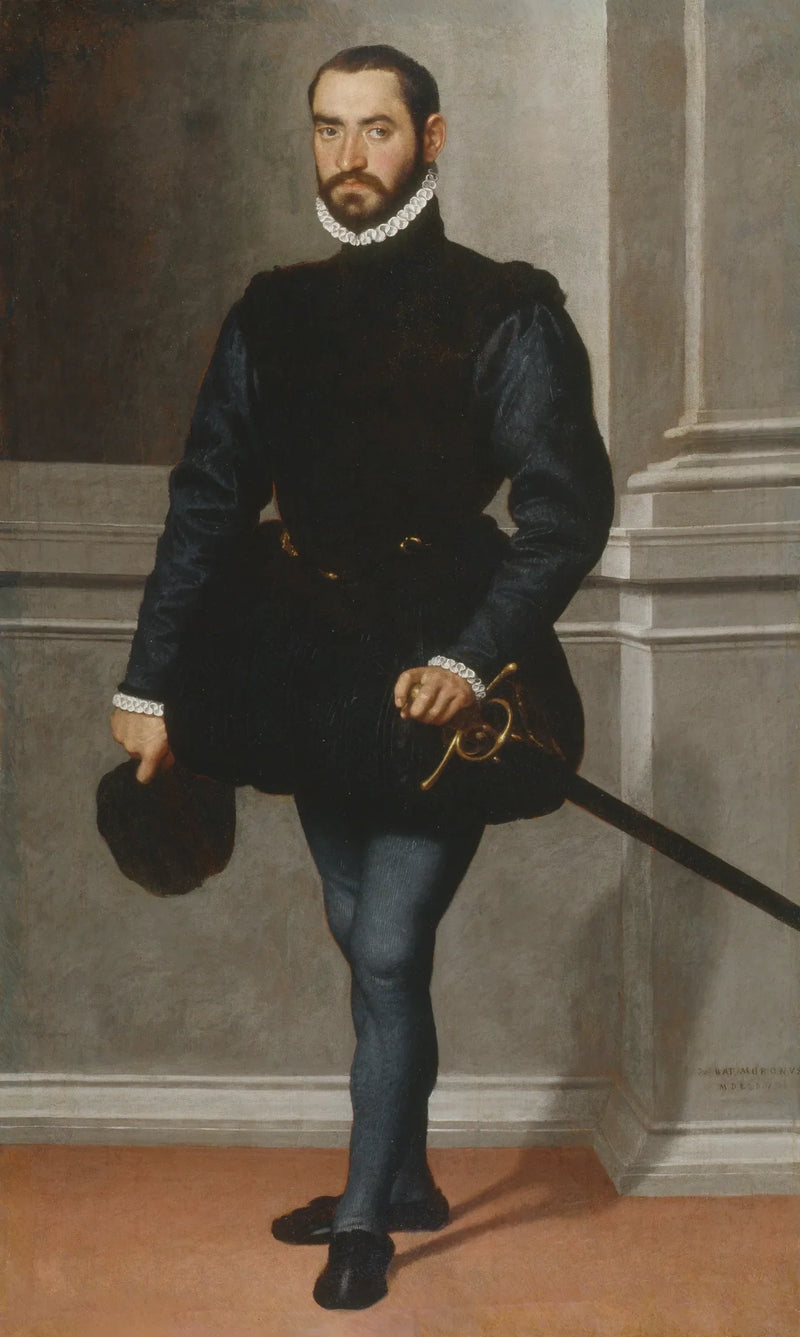 Portræt af en skægget mand i sort - Giovanni Battista Moroni
