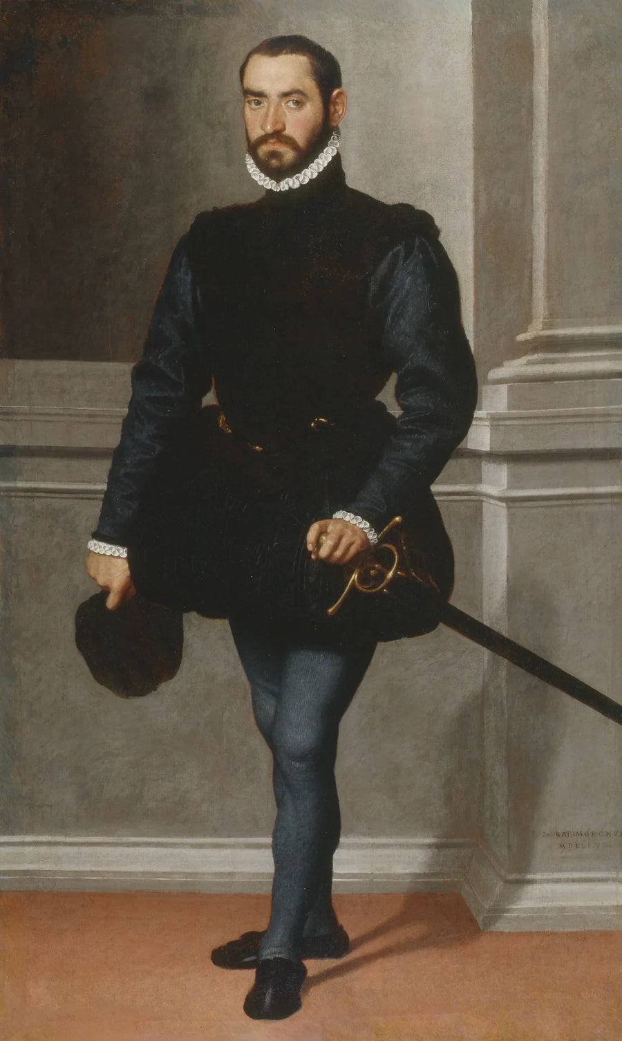 Portræt af en skægget mand i sort - Giovanni Battista Moroni