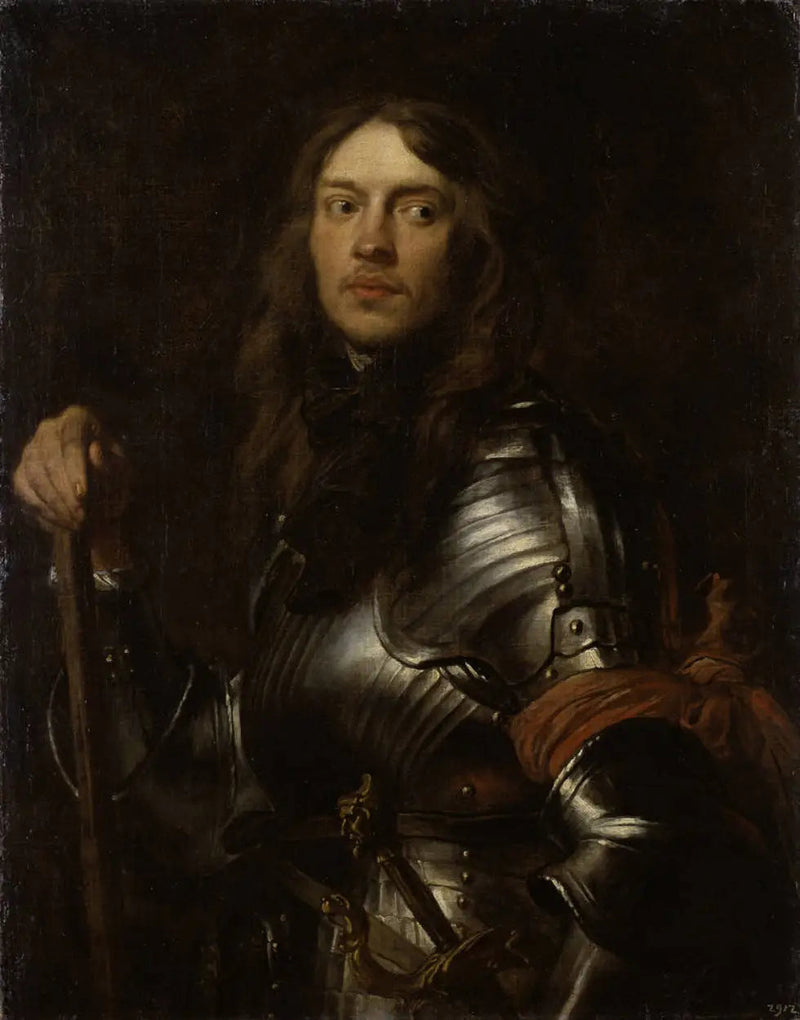Portræt af en mand i rustning med et rødt tørklæde - Antoine van Dyck