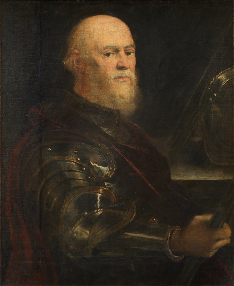 Portræt af en mand i rustning, der holder kommando-stokken, sandsynligvis Jan Amor Tarnowski - Jacopo Tintoretto