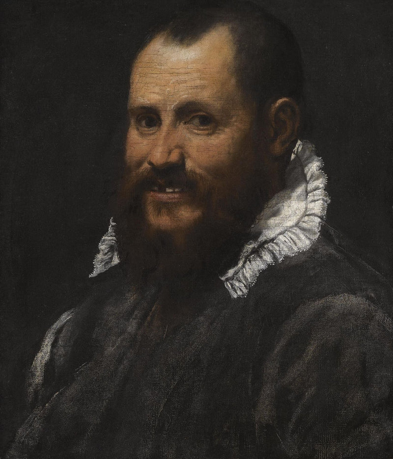 Portræt af en mand, i brystbillede, med hvid krave - Annibale Carracci