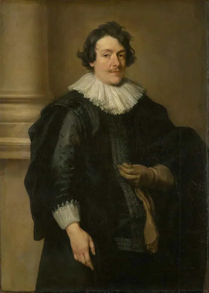 Portrait af en mand i sort foran en søjle - Antoine van Dyck