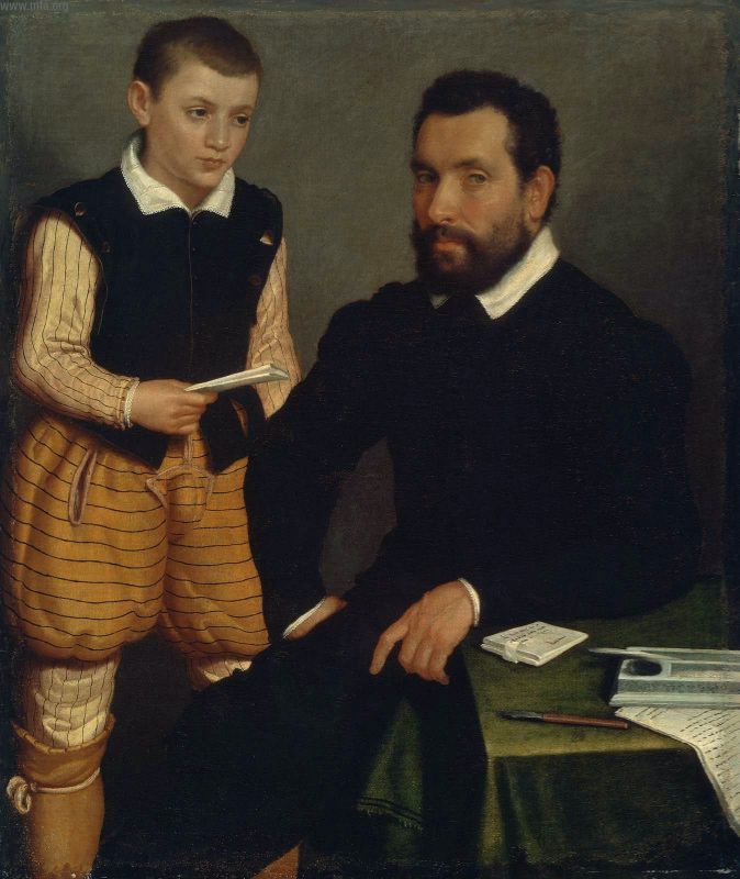 Portræt af en mand og en dreng (Comte Alborghetti og Sønner) - Giovanni Battista Moroni