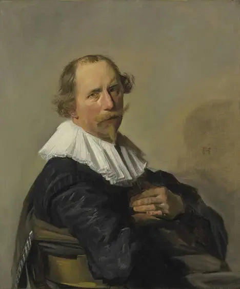 Portrait af en mand, der er bøjet over ryglænet på en stol - Frans Hals