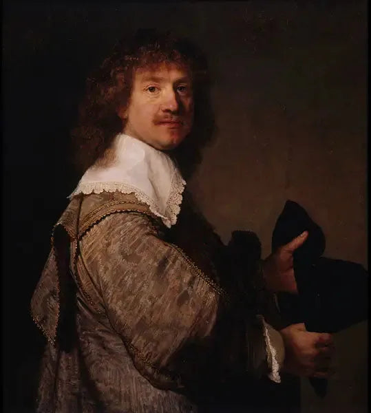 Portræt af en mand der holder en hat - Rembrandt
