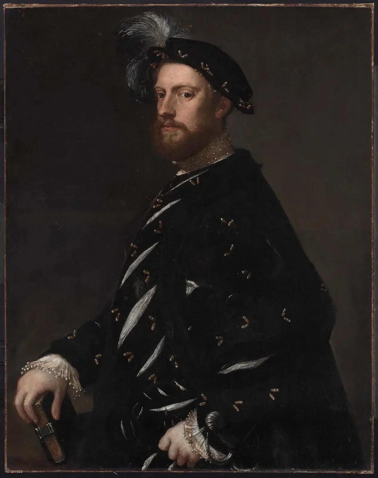 Portrait d'un homme tenant un livre - Titian image 1 tableau peint à l’huile sur toile