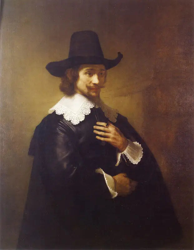 Portræt af en ung mand med bredskygget hat - Rembrandt