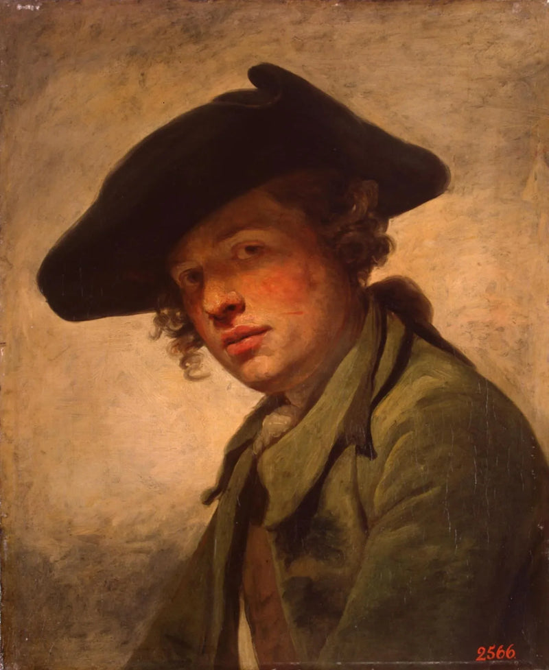 Portræt af en ung mand med hat - Jean-Baptiste Greuze