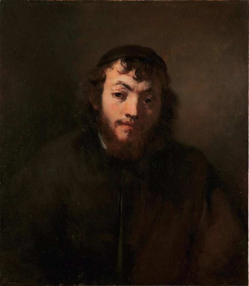 Portræt af en ung mand med skæg og kalot - Rembrandt