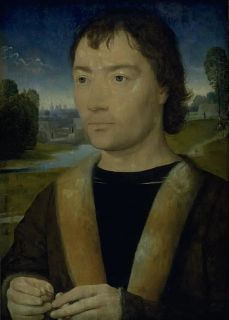 Portræt af en ung mand med en rosenkrans - Hans Memling