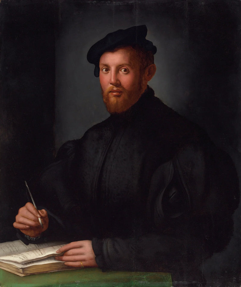 Portræt af en ung mand i sort med en bog - Bronzino