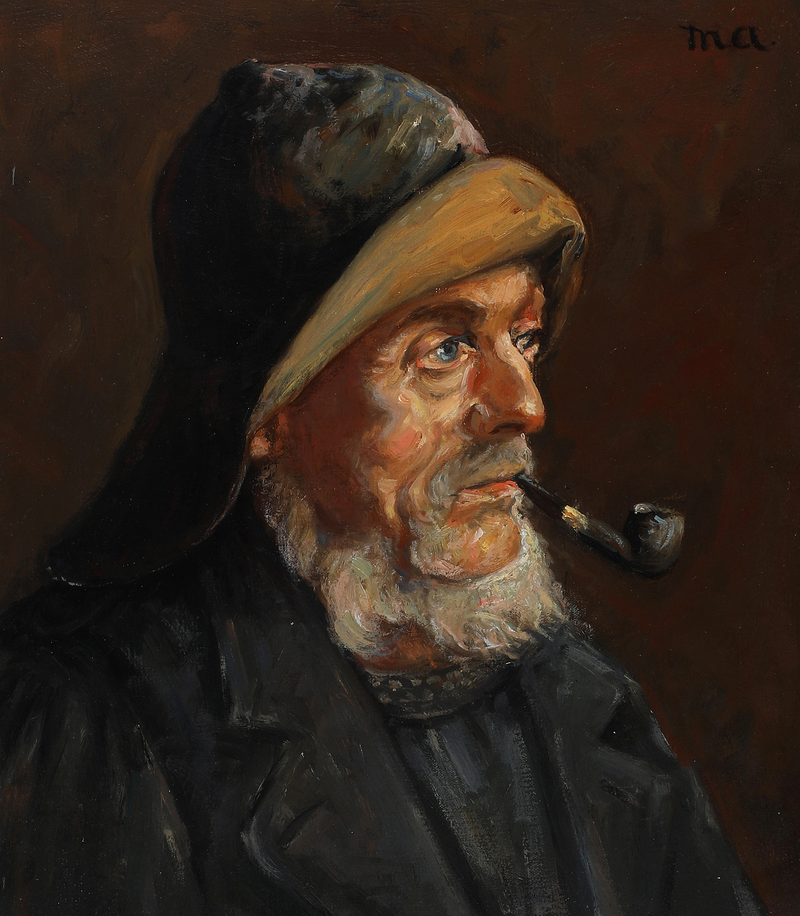 Portræt af en fisker. 35 x 31 cm. - Michael Peter Ancher