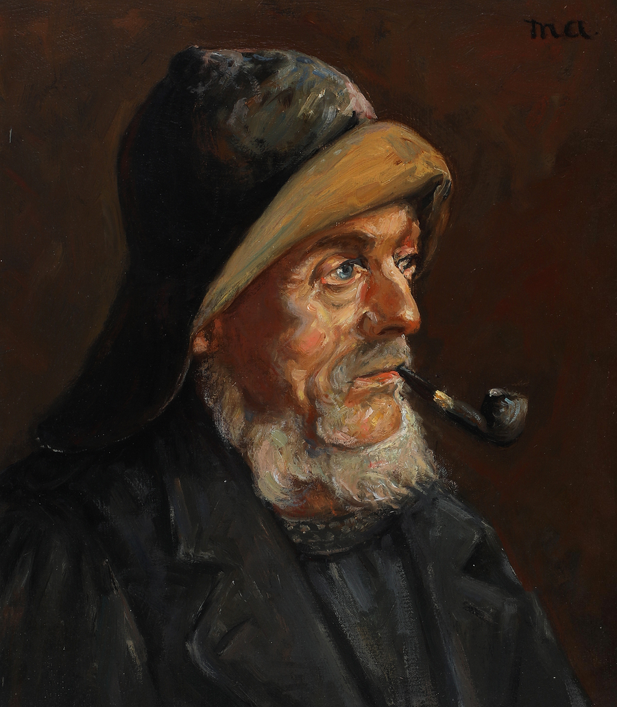 Portræt af en fisker. 35 x 31 cm. - Michael Peter Ancher