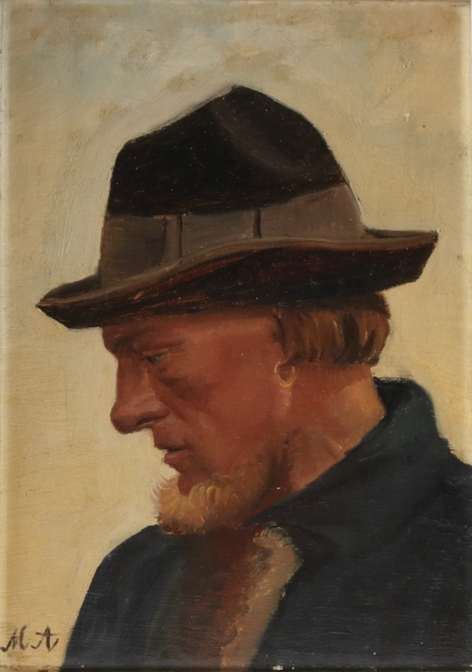 Portrait d'un pêcheur coiffé d'un chapeau mou. - Michael Peter Ancher image 1 copie de tableau peinte à la main