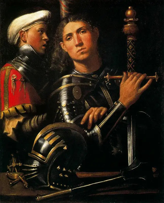 Portræt af en soldat med sin rytter - Giorgione