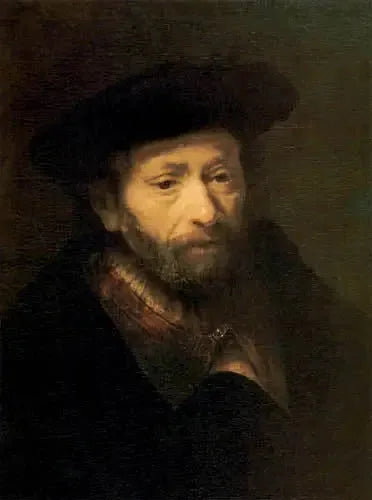Portræt af en gammel skægget mand med en hånd i sin frakke - Rembrandt