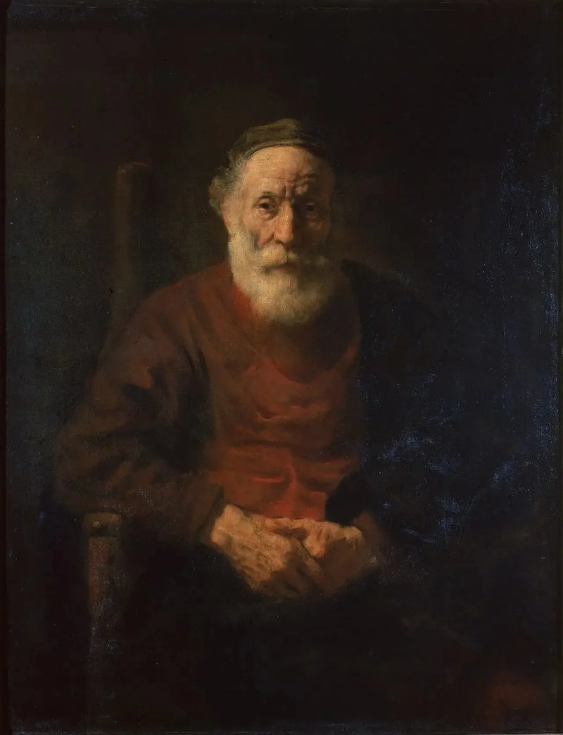 Portræt af en gammel mand i rødt af Rembrandt - Rembrandt