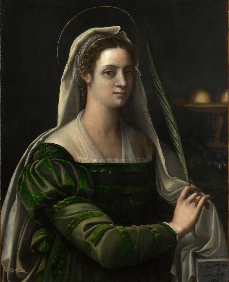 Portræt af en dame med attributter af Saint Agatha - Sebastiano del Piombo