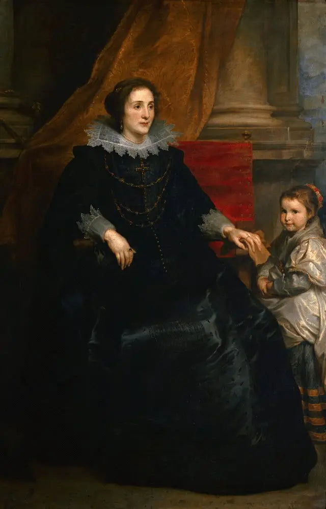 Portræt af en dame af høj kvalitet og hendes datter - Antoine van Dyck