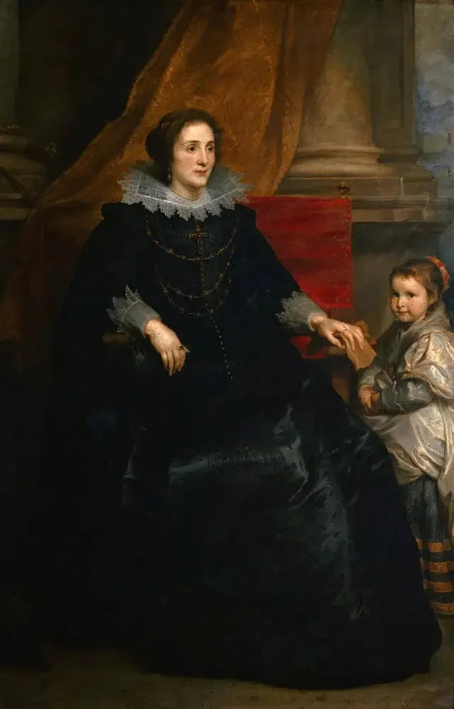 Portræt af en dame af høj kvalitet og hendes datter - Antoine van Dyck