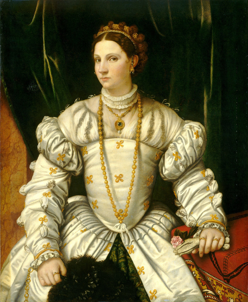 Portræt af en dame i hvid, måske Barbara Radziwill (1520/23-1551), dronning af Polen - Alessandro Bonvicino